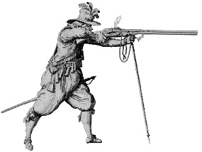 Matchlock musket firing from rest