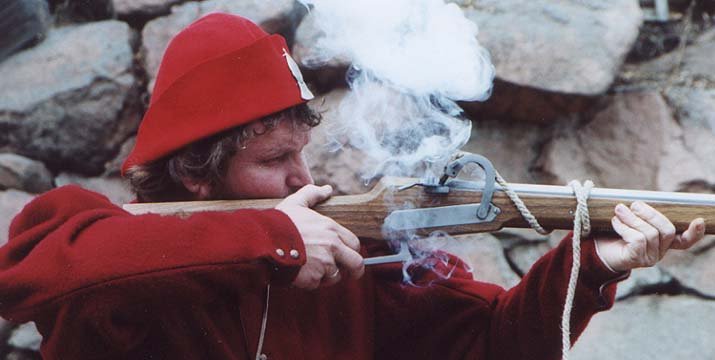 A matchlock being fired